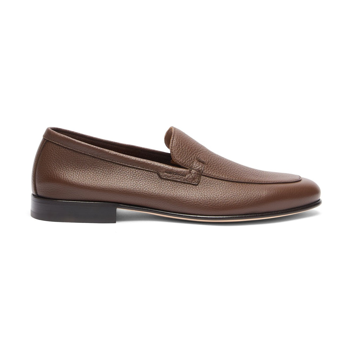 Mocassini Benedict in Pelle di Vitello Martellato Blu Navy, mocassino elegante con punta quadrata e tacco basso.