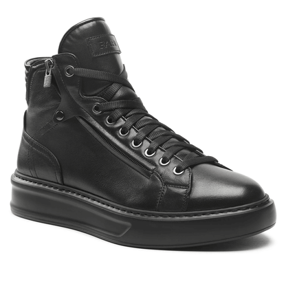 Sneakers cuoio casual chic Italiano 310M5D00V100 - Black high-top leather sneakers with a stylish design.