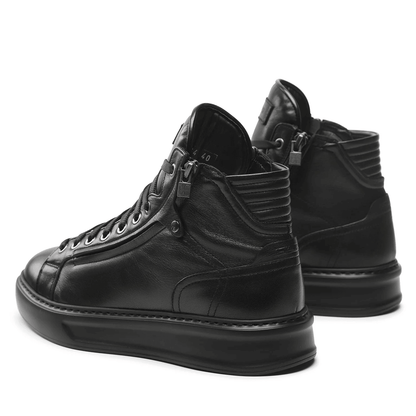 Sneakers cuoio casual chic Italiano 310M5D00V100 - Black high-top leather sneakers with a stylish design.
