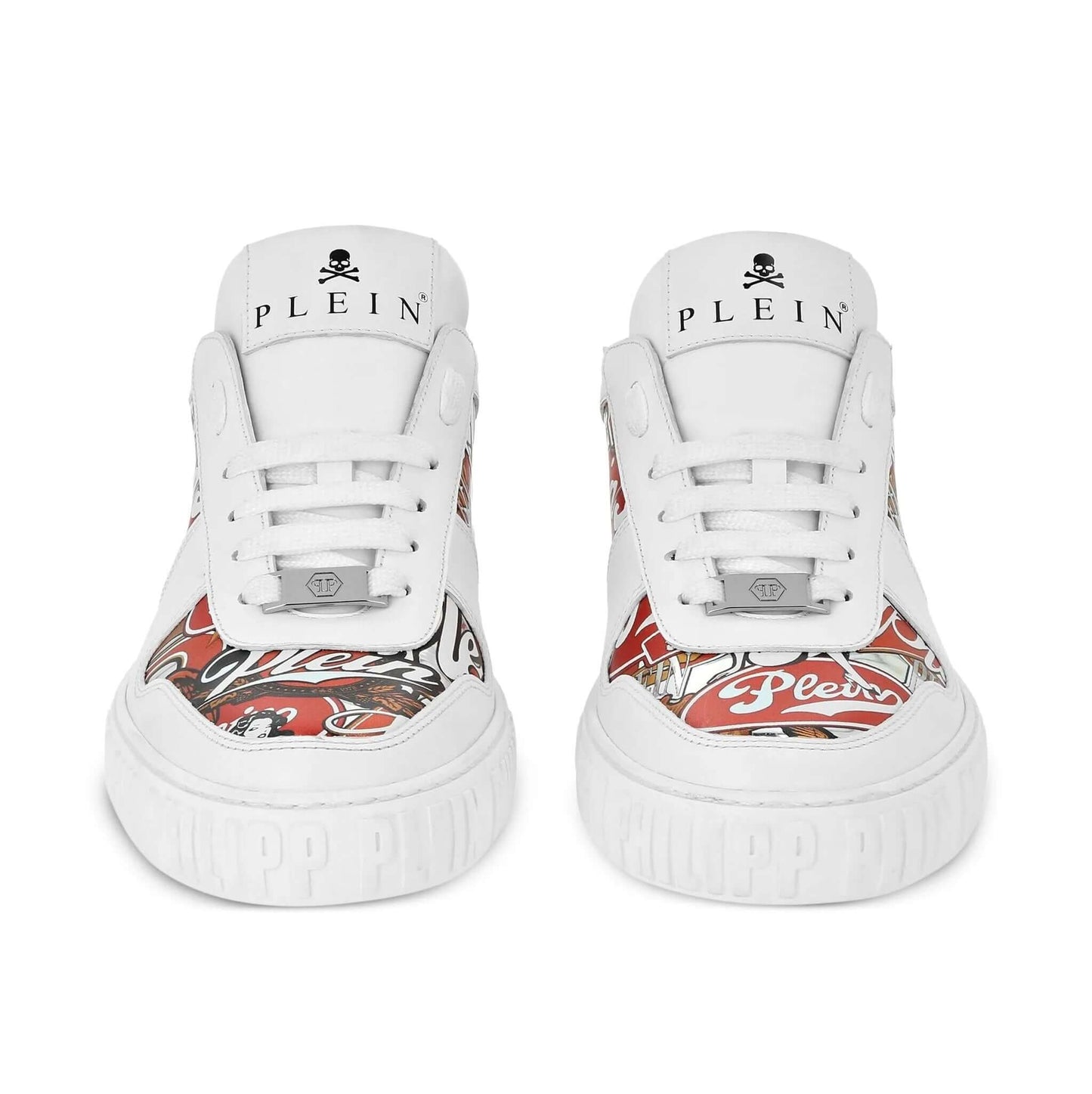 PHILIPP PLEIN Sneakers in Pelle di Vitello with colorful artwork and embossed logo in white