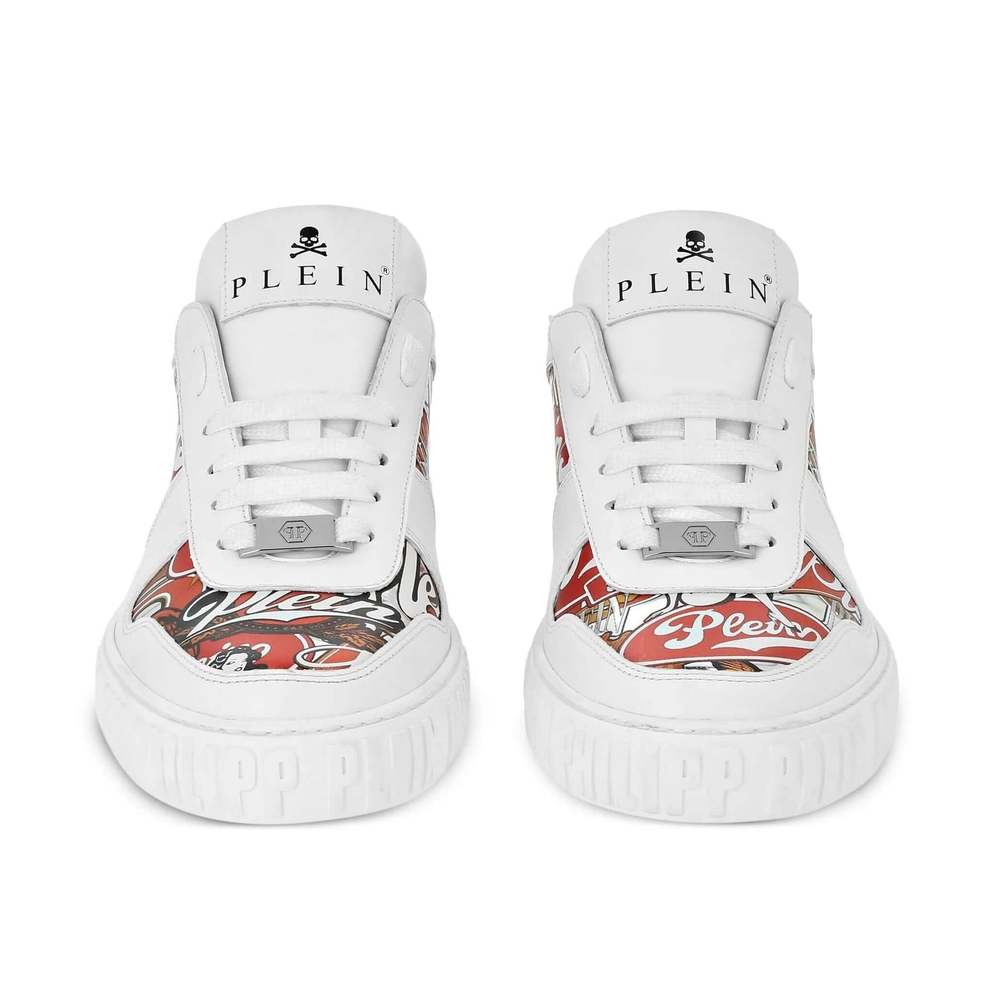 PHILIPP PLEIN Sneakers in Pelle di Vitello with colorful artwork and embossed logo in white