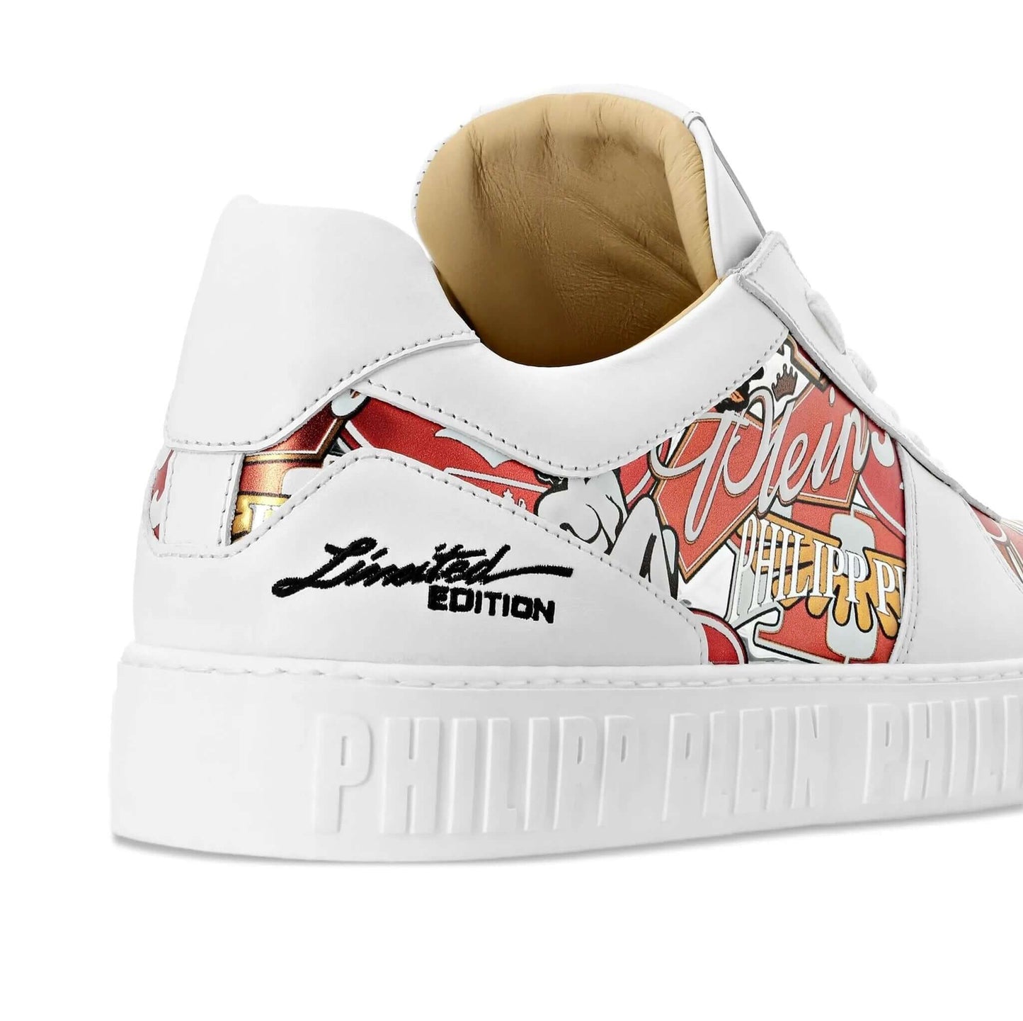 PHILIPP PLEIN Sneakers in Pelle di Vitello with colorful artwork and embossed logo in white
