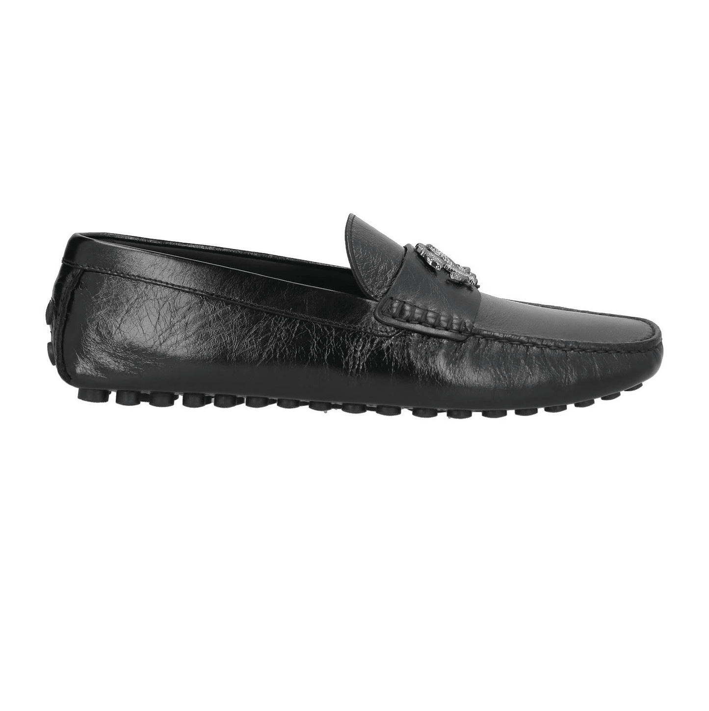 Roberto Cavalli Mocassini in Pelle Marrone side view car shoes with premium leather and rubber sole.