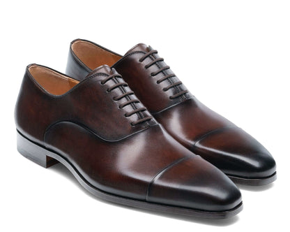 stringate marrone Made in Italy - eleganti scarpe in pelle con punta a punta e lacci