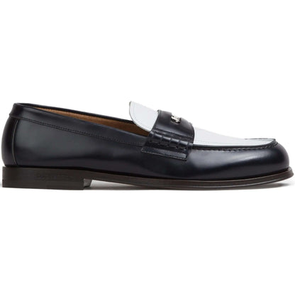 DSQUARED2 Mocassini in Pelle Nero/Bianco con Borchie Argento