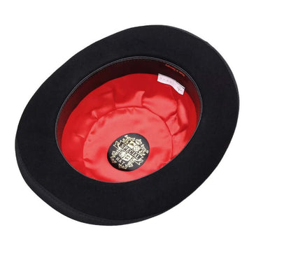 cappello bombetta feltro di lana 400C20P00L20 con fascia ornamentale elegante in feltro nero.