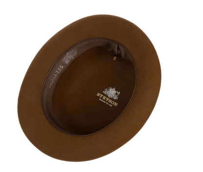 cappello bombetta feltro di lana 400C20P00L20 con fascia ornamentale elegante in feltro marrone