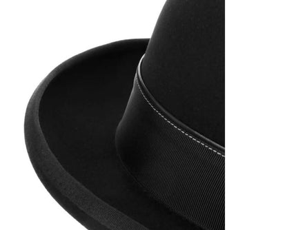 cappello bombetta feltro di lana 400C20P00L20 con fascia ornamentale elegante in feltro nero.