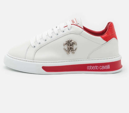 sneakers nero pelle di vitello nere italiano 400Z5L02L100 con dettagli in leopardo e logo metallico.