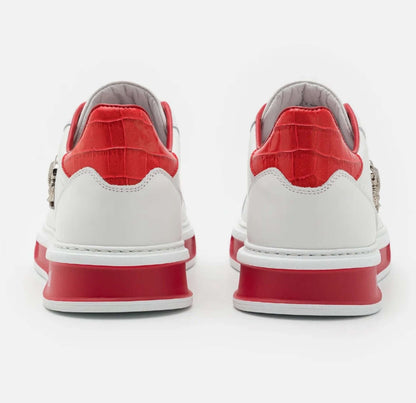 Sneakers Bianco in pelle di vitello 400Z5L02L100 con dettagli in pelle e logo Roberto Cavalli.