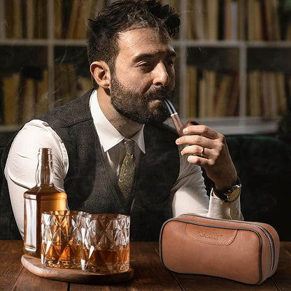 Kit di pipe da tabacco. Accessori per pipa (raschietto/supporto/elemento filtrante/sfera filtrante/borsa piccola/scatola) (marrone)