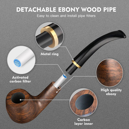 Kit di pipe da tabacco. Accessori per pipa (raschietto/supporto/elemento filtrante/sfera filtrante/borsa piccola/scatola) (marrone)