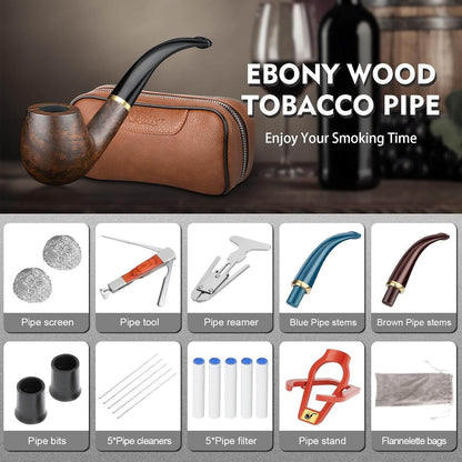 Kit di pipe da tabacco. Accessori per pipa (raschietto/supporto/elemento filtrante/sfera filtrante/borsa piccola/scatola) (marrone)