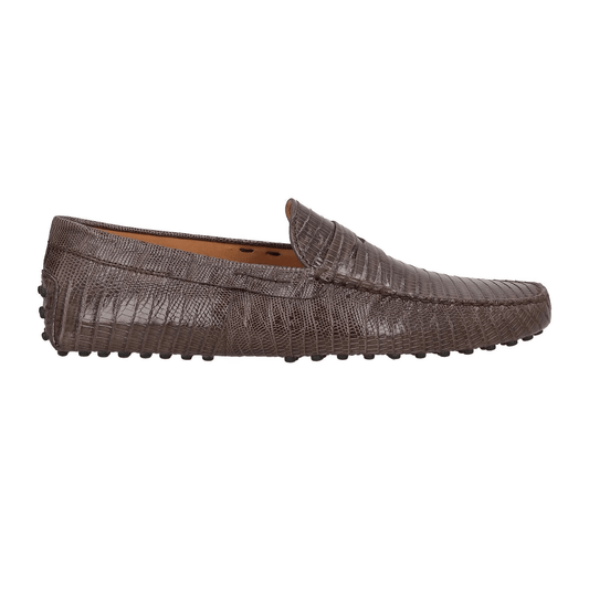 Tod's Mocassini in Pelle nera Stampa Serpente – 410Y3X06X100a, mocassini neri con stampa serpente, eleganza italiana.