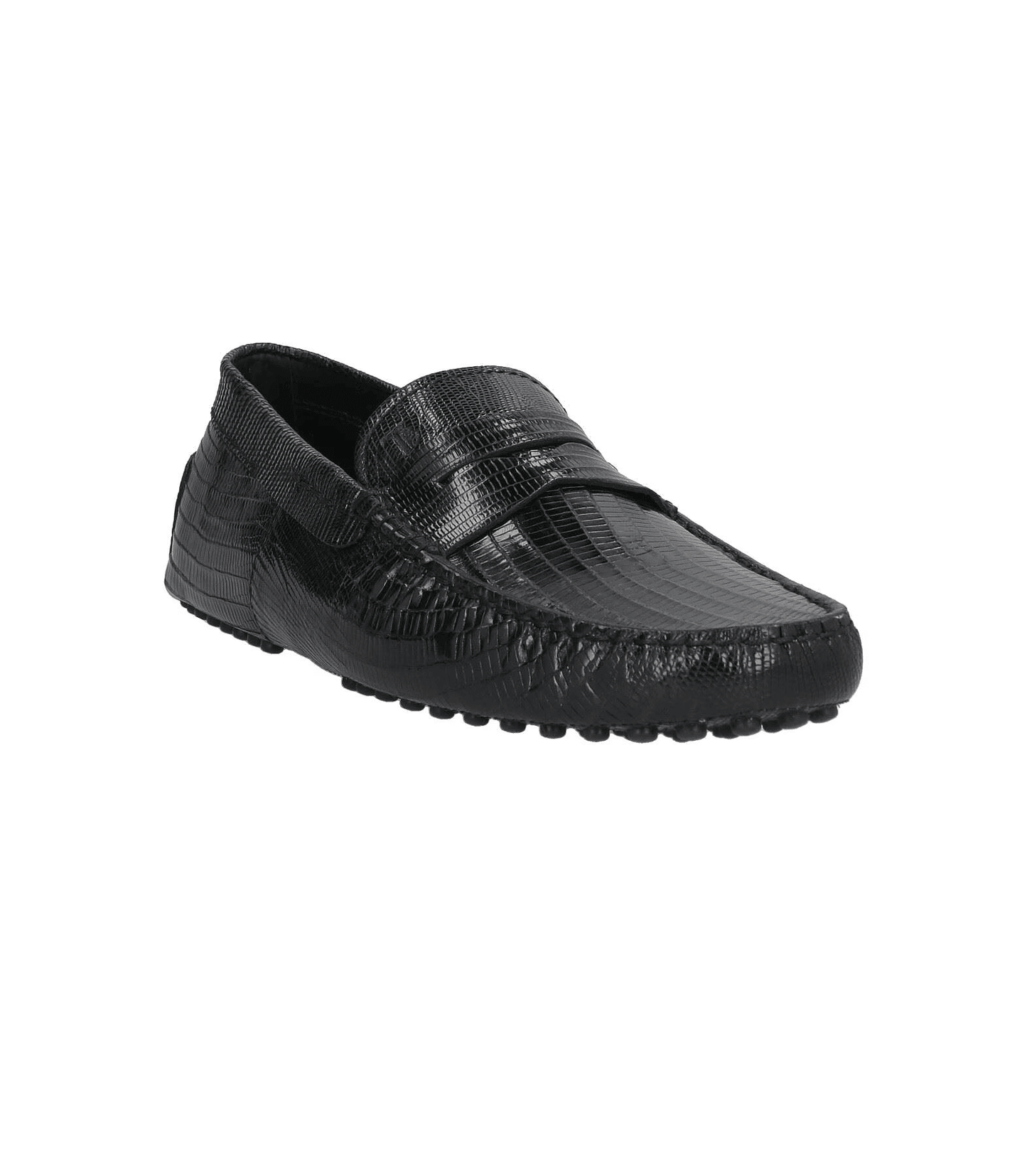 Tod's Mocassini in Pelle nera Stampa Serpente – 410Y3X06X100a, mocassini neri con stampa serpente, eleganza italiana.