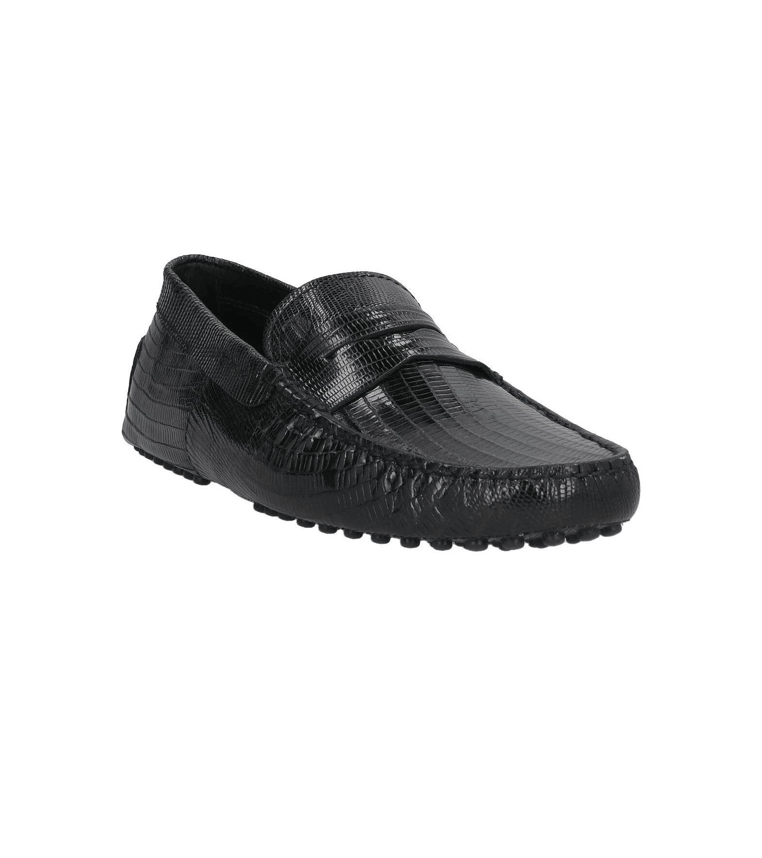 Tod's Mocassini in Pelle nera Stampa Serpente – 410Y3X06X100a, mocassini neri con stampa serpente, eleganza italiana.