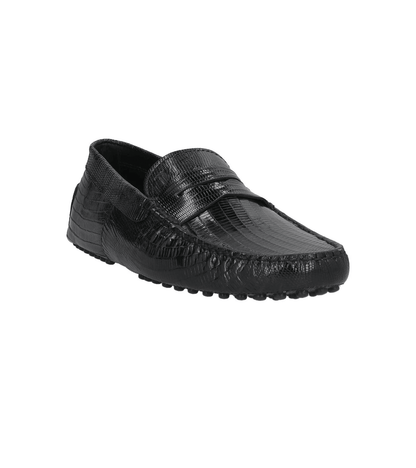 Tod's Mocassini in Pelle nera Stampa Serpente – 410Y3X06X100a, mocassini neri con stampa serpente, eleganza italiana.