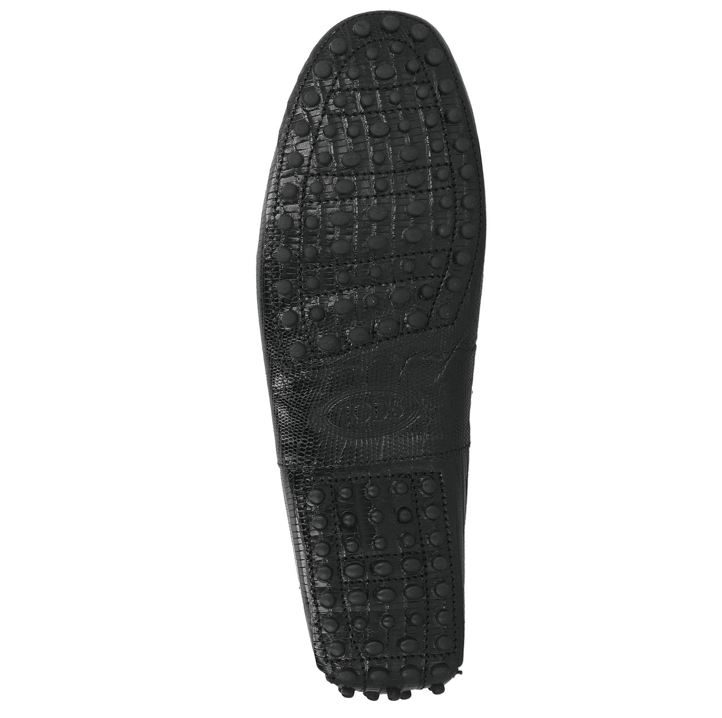 Tod's Mocassini in Pelle nera Stampa Serpente – 410Y3X06X100a, mocassini neri con stampa serpente, eleganza italiana.