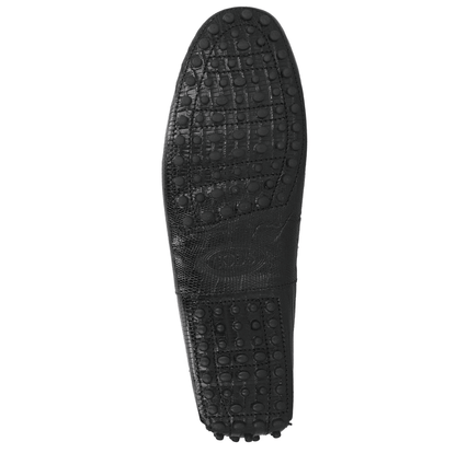 Tod's Mocassini in Pelle nera Stampa Serpente – 410Y3X06X100a, mocassini neri con stampa serpente, eleganza italiana.