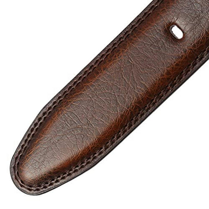 Cintura da uomo in pelle vacchetta M25Z5N25 con fibbia in metallo in stile classico e finitura marrone.