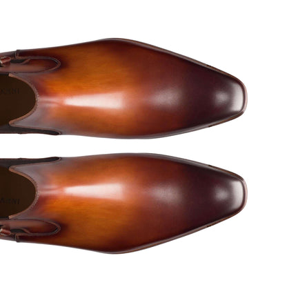 Stivaletti chelsea marroni doppia fibbia 420M4G01N100 - Eleganza classica in pelle pregiata.