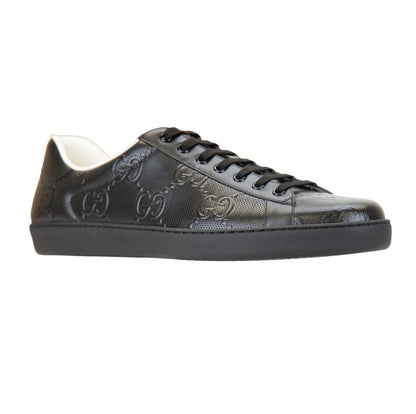 Gucci Sneakers da Uomo in Pelle con Motivo GG in Rilievo, pelli nere con logo GG, design elegante e di lusso.