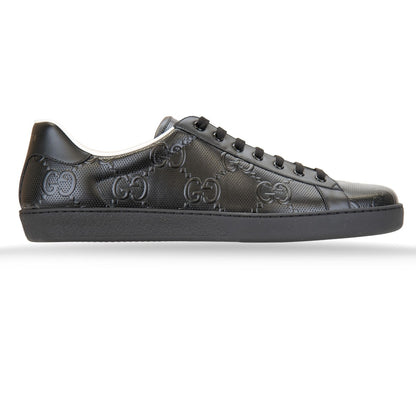 Gucci Sneakers da Uomo in Pelle con Motivo GG in Rilievo, pelli nere con logo GG, design elegante e di lusso.