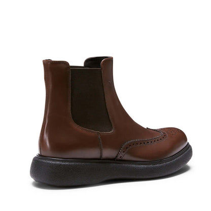 Stivaletti Beatles con bucature decorative 460F4R00T100 in pelle color castagna