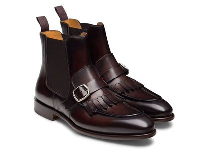 Stivaletti Chelsea - Fibbia e Kiltie 480M4G02N100 in elegante cuoio scuro con fibbia e dettaglio a kiltie.