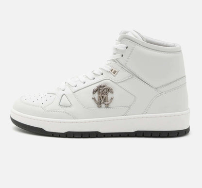 sneakers alto in pelle di vitello 480Z5L01L100, alte sneakers bianche in pelle con dettagli eleganti