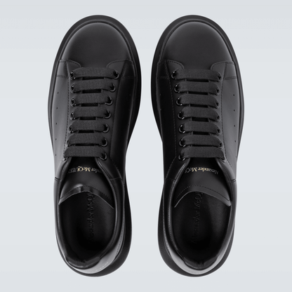 Sneakers pelle capra 500M5T00H100 - Sneakers in pelle nera con suola in cuoio e lacci.