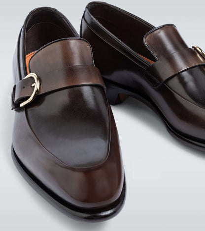 Mocassini uomo lusso (Nero) 550S7N01T100, eleganti scarpe da uomo in pelle con fibbia, modello sofisticato per occasioni speciali.