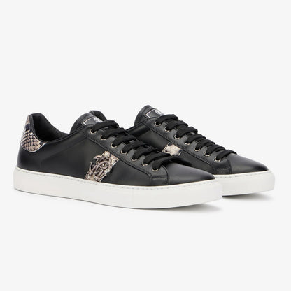 Roberto Cavalli Sneakers in Pelle Nera con Dettaglio Pitonato