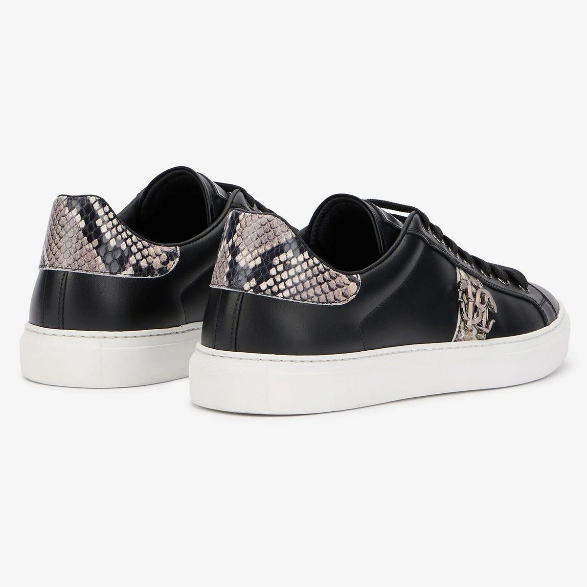 Roberto Cavalli Sneakers in Pelle Nera con Dettaglio Pitonato