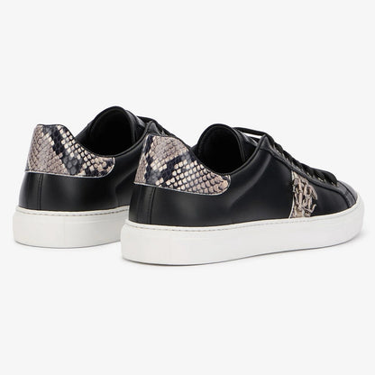 Roberto Cavalli Sneakers in Pelle Nera con Dettaglio Pitonato