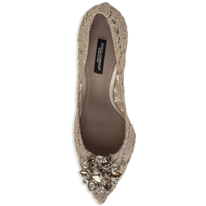 DOLCE & GABBANA Décolleté Bellucci Taormina in Pizzo Nude with embellishments and stiletto heel.