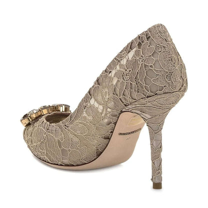DOLCE & GABBANA Décolleté Bellucci Taormina in Pizzo Nude with embellishments and stiletto heel.