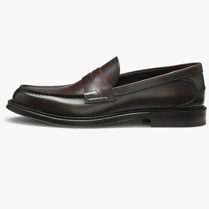 Mocassini Penny Loafer in Pelle Dark Brown — Esclusiva Collection CMI, eleganti mocassini in pelle scura per uomo.