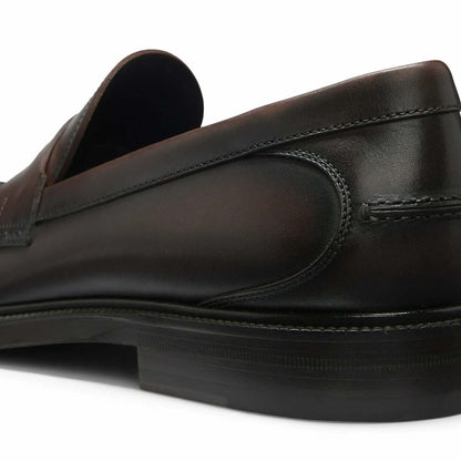 Mocassini Penny Loafer in Pelle Dark Brown — Esclusiva Collection CMI, eleganti mocassini in pelle scura per uomo.