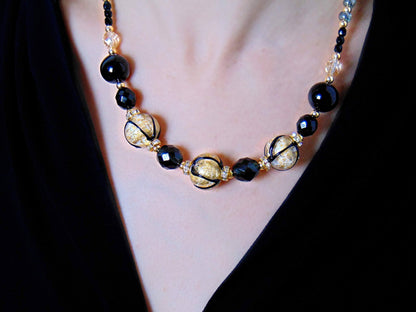 Collana girocollo in oro 24kt 80M60Z01N200 con perle in Vetro di Murano Originale