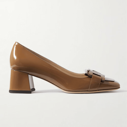 Decollete eleganza pelle lucida 750T7D00S200 - Made in Italy, shiny black heel pump side view