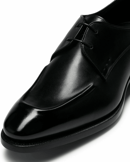 scarpe derby pelle di vitello 750Z1L03D100 in pelle nera lucida con lacci e design elegante.