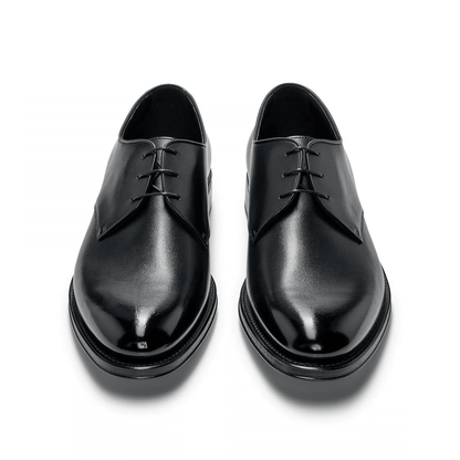 Scarpe derby pregiata pelle italiana 750Z2L00D100 in pelle di vitello brunita, soletta imbottita per comfort ed eleganza.