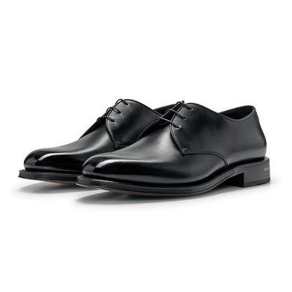 Scarpe derby marroni in pelle 750Z2L00D100, realizzate in pelle brunita con soletta imbottita per comfort.