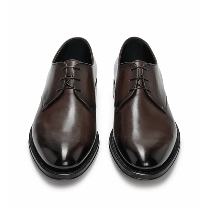 Scarpe derby marroni in pelle 750Z2L00D100, realizzate in pelle brunita con soletta imbottita per comfort.
