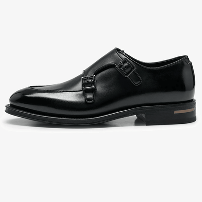 Fibbie marrone in pelle di vitello 750Z7L00L100 scarpe eleganti in pelle nera con doppia fibbia.