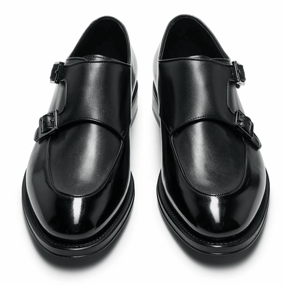 scarpe pelle di vitello Fibbie 750Z7L00L100 in pelle nera con fibbie eleganti