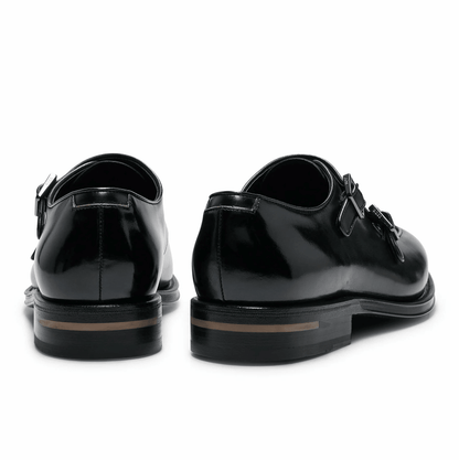 scarpe pelle di vitello Fibbie 750Z7L00L100 in pelle nera con fibbie eleganti