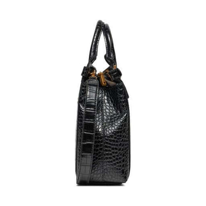 Borsa Guess elegante 82T9D01Z250 in pelle rigida nera con chiusura a cerniera e dettagli dorati.