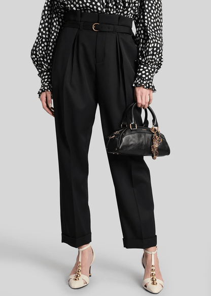 Chloé Mini Bag in Pelle Nera con Charm Logo e Tracolla Removibile